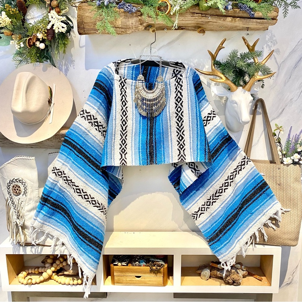 Boho summer poncho caftan cover up w southwestern hippy vibe